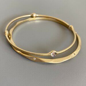 Lia Sophia Matte Gold Crystal Bangle Set